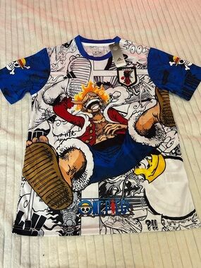 adidas One Piece Graphic Men’s Jersey in White and Blue